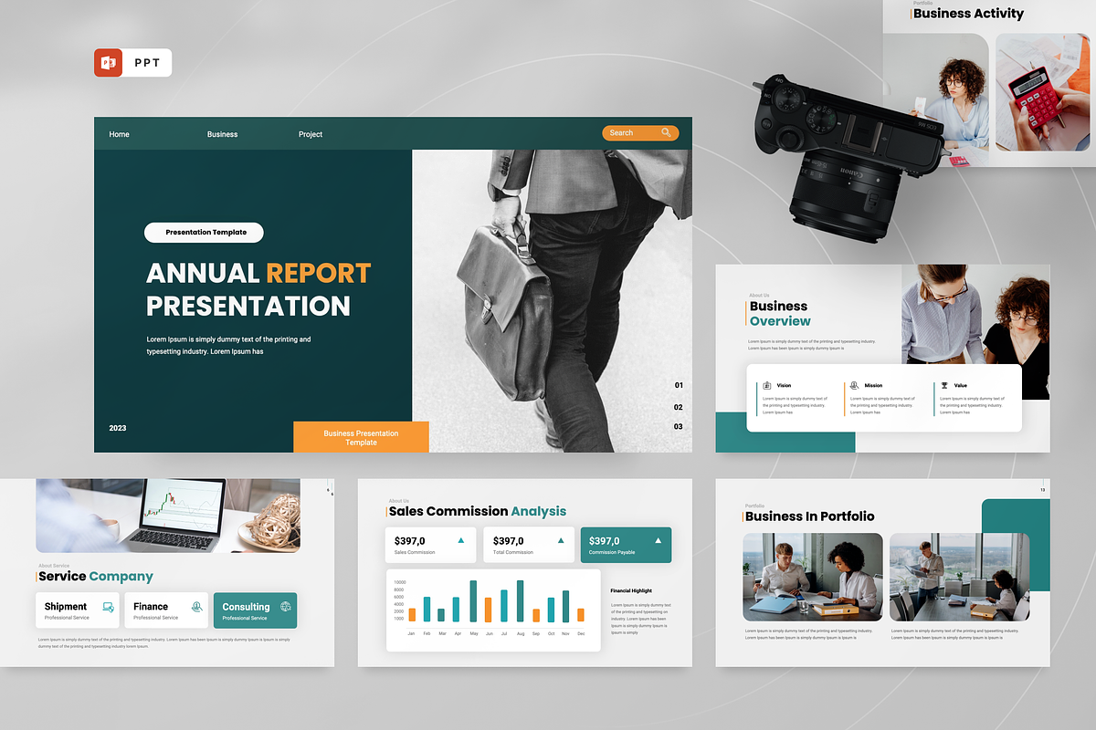 Annual Report Powerpoint, a Presentation Template by Annora Studio (Photo 1 of 8)