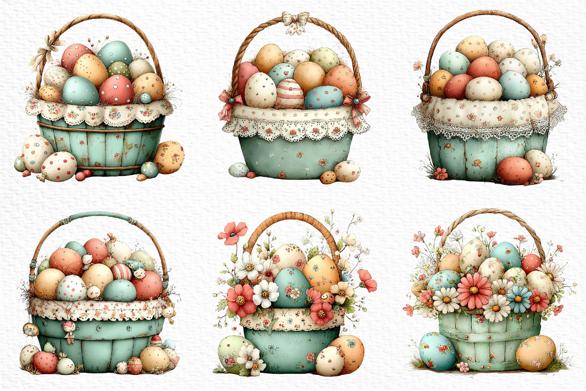 Easter Basket Clipart Png, an Illustration by Craft Nest (Photo 4 of 11)