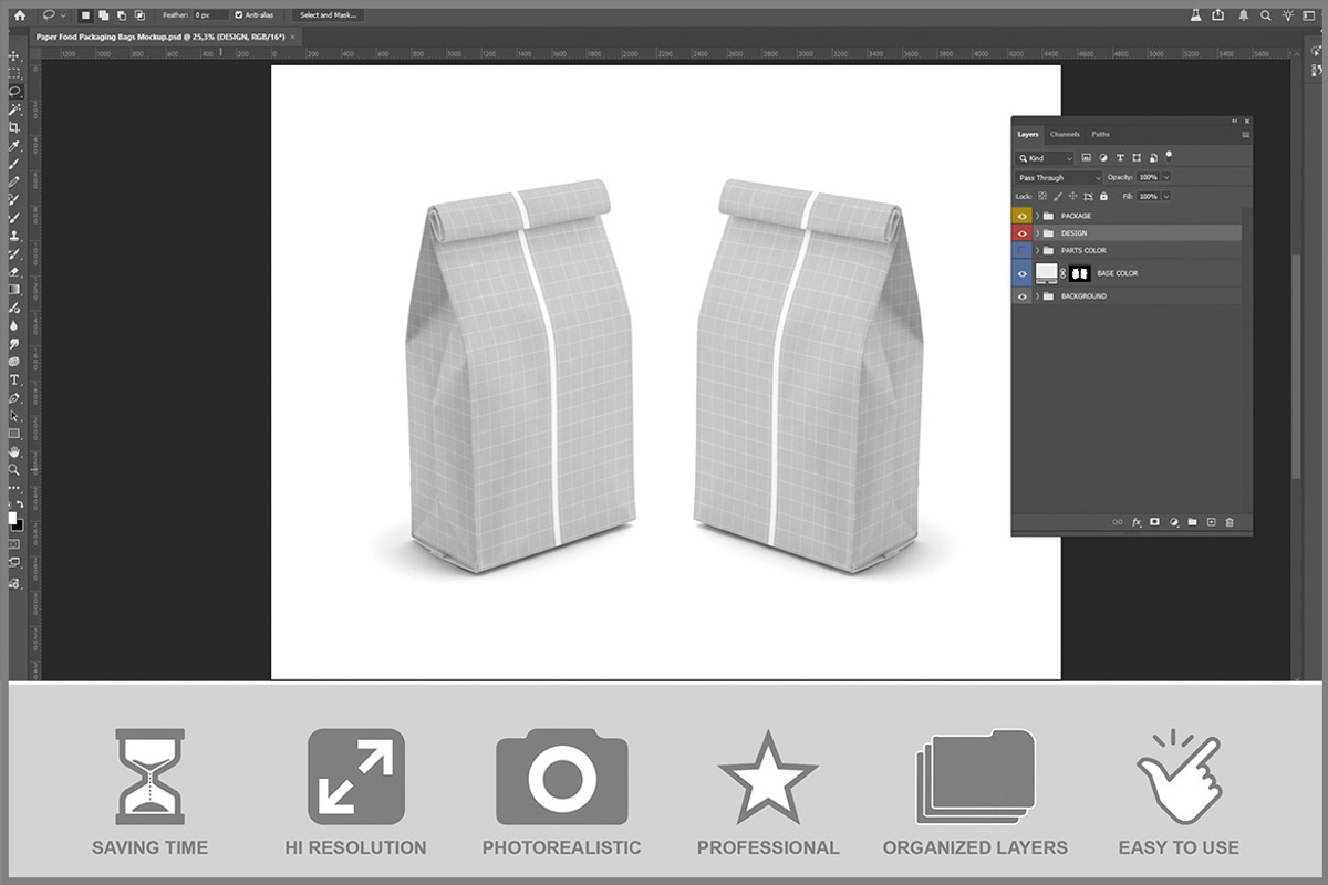 Paper Food Packaging Bags PSD, a Packaging Mockup by Bruno's Shop (Photo 2 of 3)