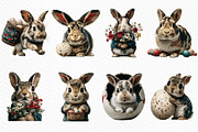 Whimsical Easter Bunny Clipart, an Illustration by Craft Nest (Thumbnail 3 of 5)