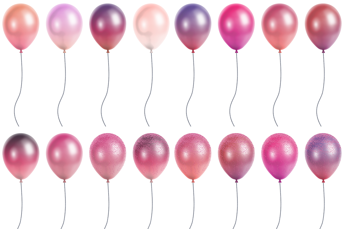 Pink Ombre Balloons Clip Art, an Illustration by Kandace Lalo Designs (Photo 3 of 9)