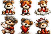 Whimsical Valentine Teddy Clipart, an Illustration by Designking (Thumbnail 3 of 5)