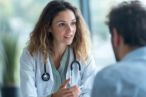 Female doctor explains the diagnosis, a Health & Medical Photo by MistyDay