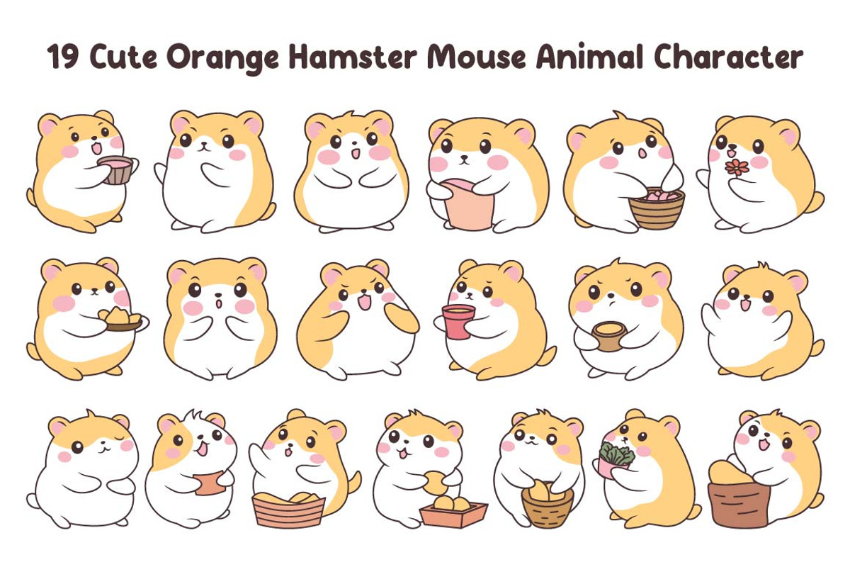 19 Cute Orange Hamster Character, an Animal Illustration by jongcreative (Photo 1 of 6)