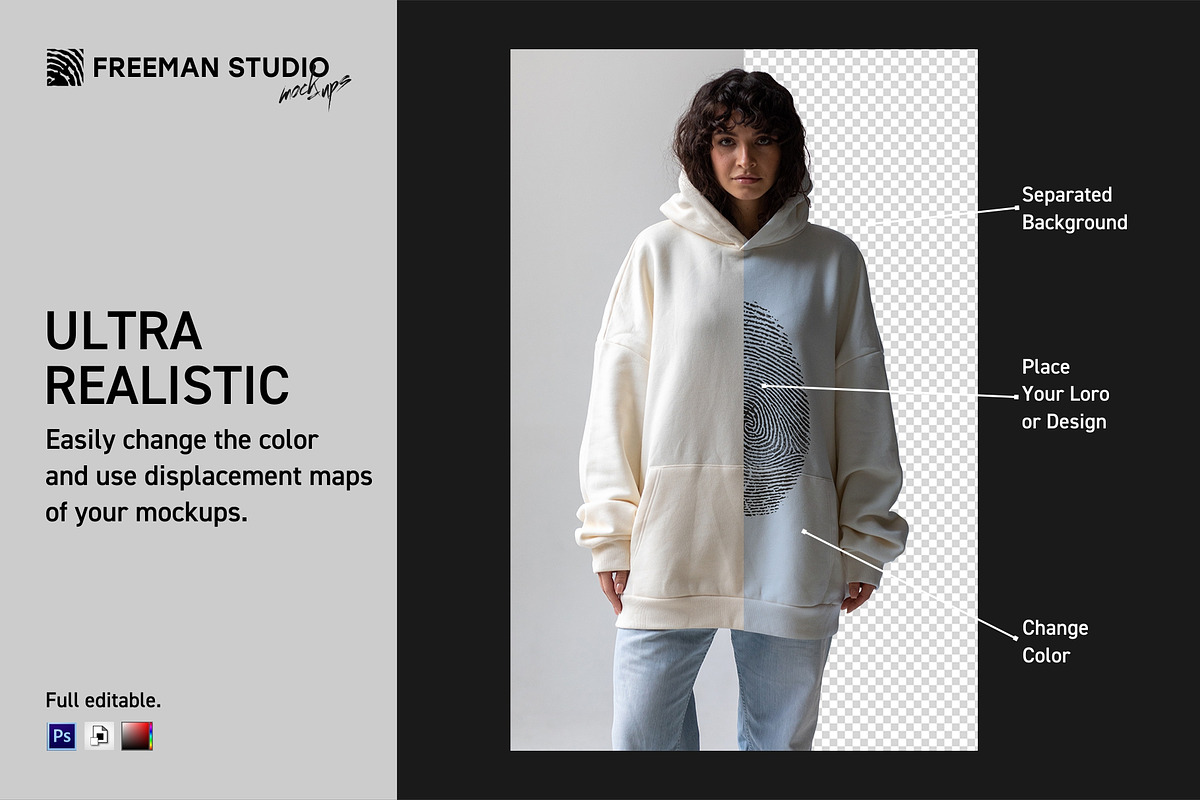 Hoodie Mock-Up Set, a Hoody Mockup by Freeman Studio (Photo 4 of 16)