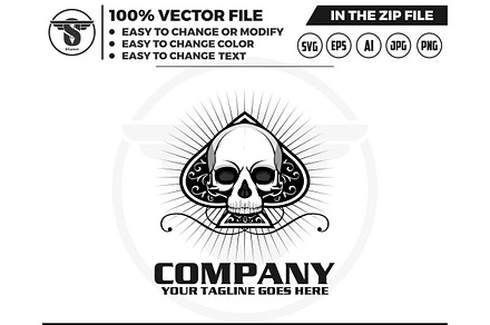 skull ace - skull poker logo