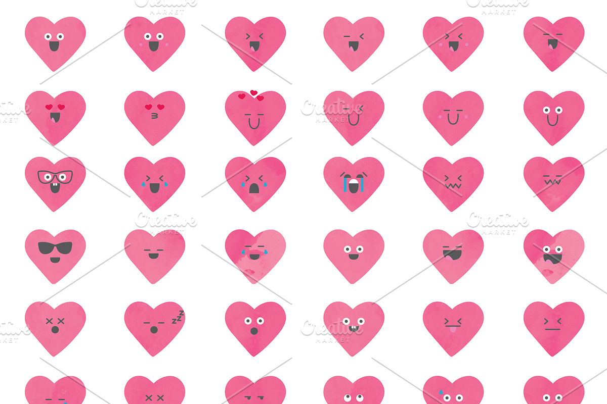 Pink Heart Emoji Icons, an Illustration by Em & Dash (Photo 2 of 2)
