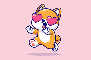 Cute Shiba Inu Dog Fall In Love, an Animal Illustration by Catalyst Labs