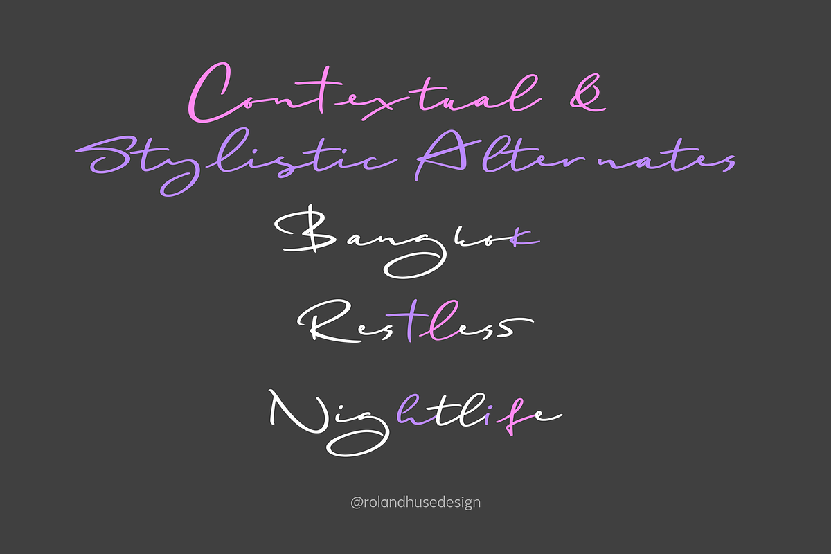 Bangkok Restless Bold, a Script Font by Roland Huse Design (Photo 3 of 6)