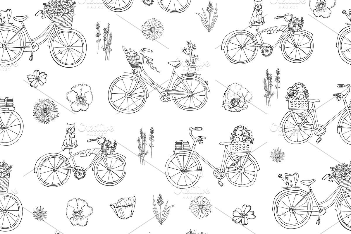 Bicycles with Flowers, a Pattern Graphic by GooseFrol (Photo 5 of 6)