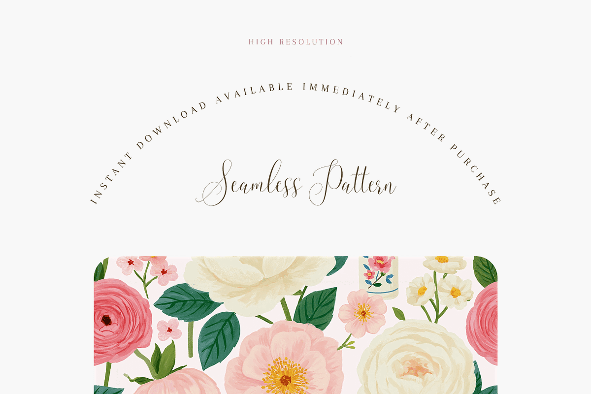 Blush Garden Roses Seamless Pattern, a Pattern Graphic by Pati Charm Studio (Photo 2 of 6)