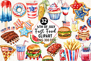 4th of July Fast Food Sublimation, an Illustration by Watercolor design (Thumbnail 1 of 4)
