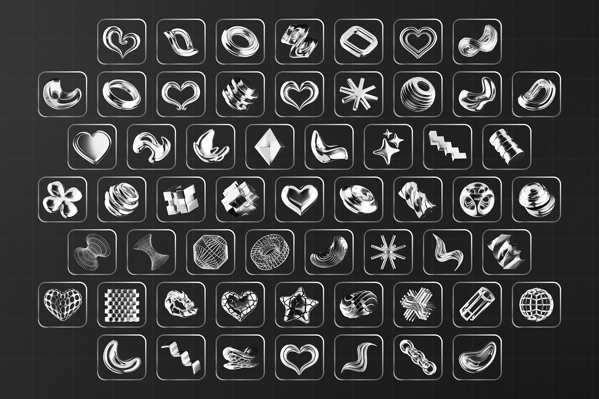 Abstract Metallic Forms 3D Icon Pack, an Object 3D Model by Haps Space (Photo 4 of 4)