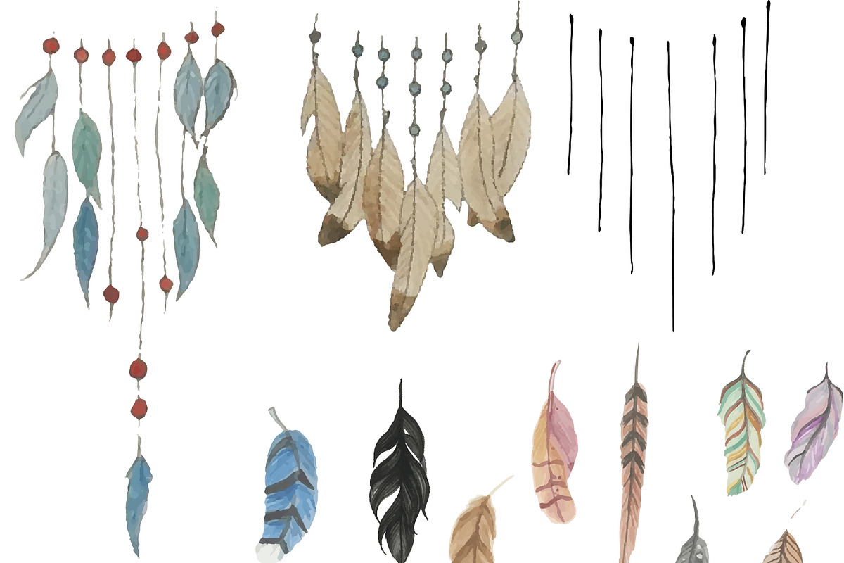 Boho Tribal Watercolor Elements, an Illustration by Valeri Nick (Photo 3 of 4)
