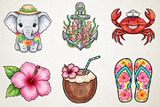 Watercolor Island Summer PNG Bundle, an Illustration by RobertsArt (Thumbnail 2 of 5)