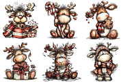 Funny Christmas Reindeer Clipart, an Illustration by Craft Nest (Thumbnail 7 of 10)