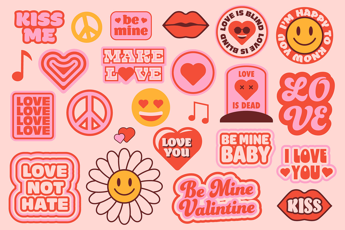 LOVE RETRO STICKERS, a Decorative Illustration by Mark Skitsky (Photo 2 of 5)