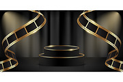 Podium with Golden Filmstrips, a Decorative Illustration by PsychocheArt (Thumbnail 1 of 3)