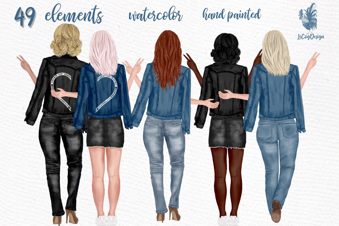 Best Friends Clipart Jeans Jackets, a Person Illustration by LeCoqDesign