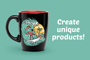 cute flamingo surfing the sea, an Animal Illustration by gunaonedesign (Thumbnail 2 of 6)