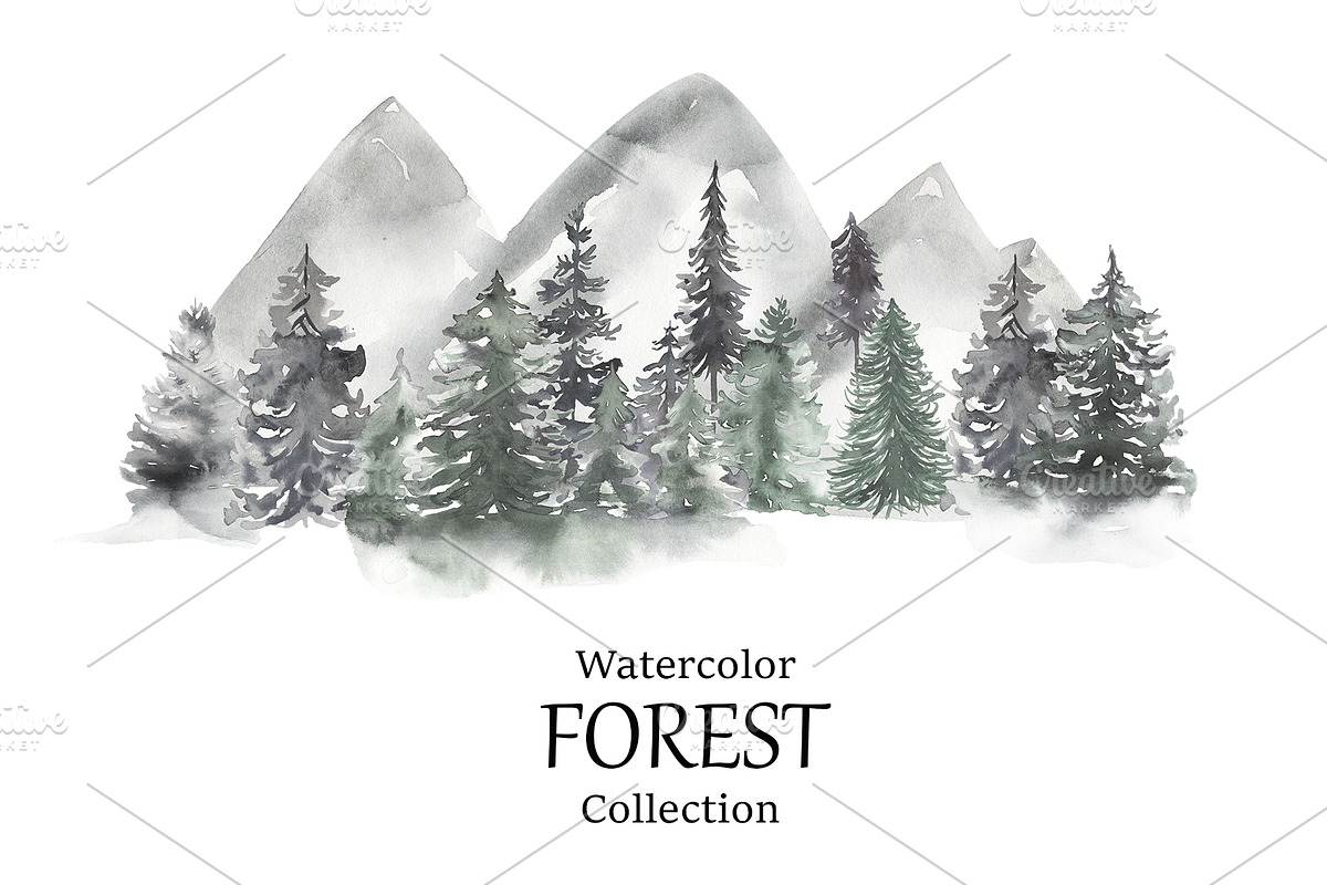 Watercolor Forest Collection, a Texture Illustration by MayaNavits (Photo 1 of 10)