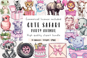 Cute Safari Party Animal watercolor, an Illustration by CreationArt