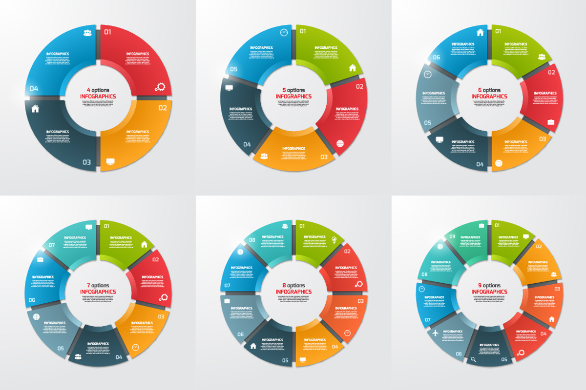 Set of pie chart templates, a Presentation Template by rikkyal (Photo 1 of 2)