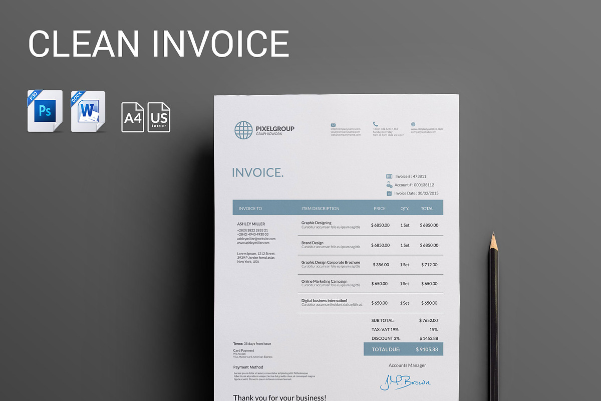 Invoice, a Stationery Template by UX-group (Photo 1 of 6)