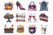 Watercolor Halloween Party Clipart, an Illustration by Design Market (Thumbnail 2 of 4)