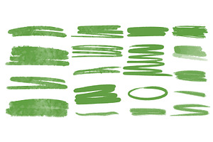 Green watercolor lines and, an Illustration by Tati_Kli