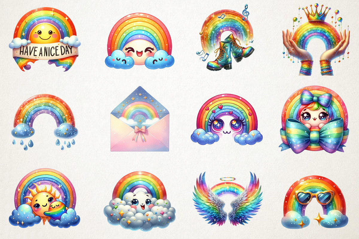 Smiling Rainbow Digital Sticker, an Illustration by RobertsArt (Photo 7 of 7)