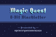 Magic Quest - 8-Bit Blackletter, a Blackletter Font by OPENCITYDESIGNCO (Thumbnail 5 of 5)