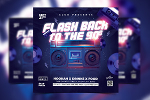 Retro 90s Party Flyer Template, a Flyer Template by StarPixles11