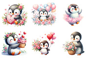 Penguin Valentine's Day Clipart, an Illustration by SinaCreation (Thumbnail 4 of 11)