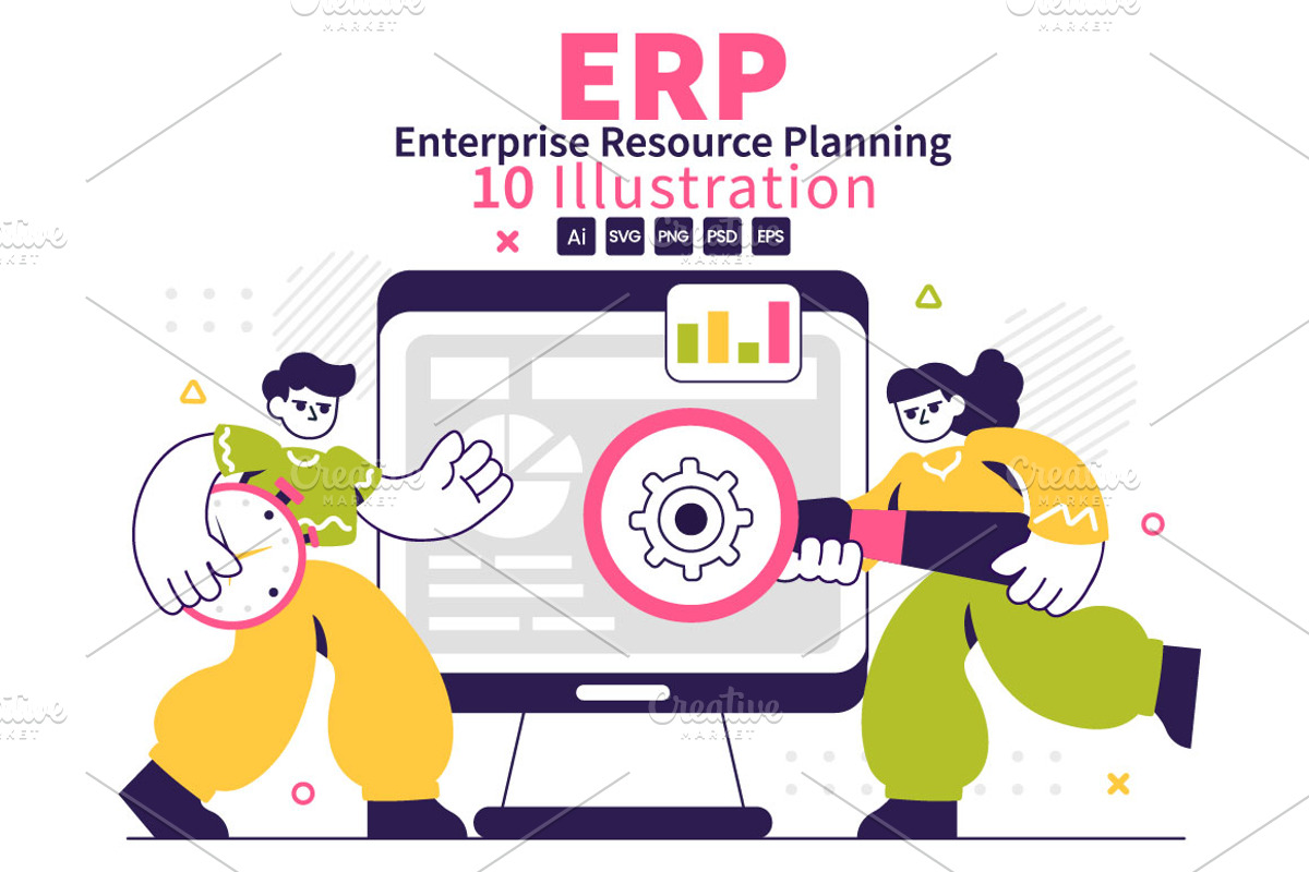 10 ERP Software System Illustration, a Technology Illustration by denayunebgt (Photo 1 of 4)