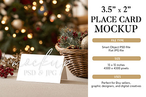 Christmas 3.5x2 Tent Card Mockup PSD, a Product Mockup by Bijou Bay