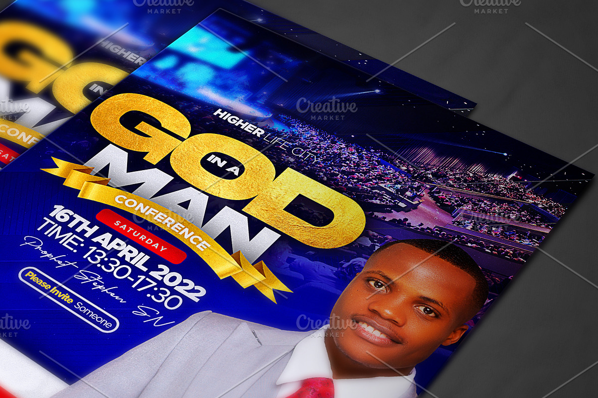 God in a Man Church Flyer Template, a Social Media Template by church flyer templates (Photo 2 of 8)