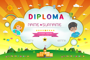 Certificate kids diploma, a Card Template by essense