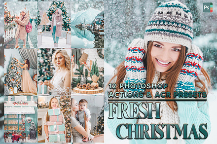 12 Fresh Christmas Photoshop Actions, an Action Add-On by Hue Palettte Studio
