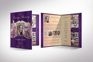 Purple Loving Tabloid Funeral Progra, a Brochure Template by Godserv Designs