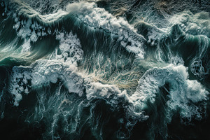 Dynamic aerial view of dark foamy oc, a Photo by LOGOCREATIVE