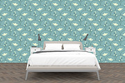 White birds and flowers, a Pattern Graphic by elyomys (Thumbnail 3 of 3)