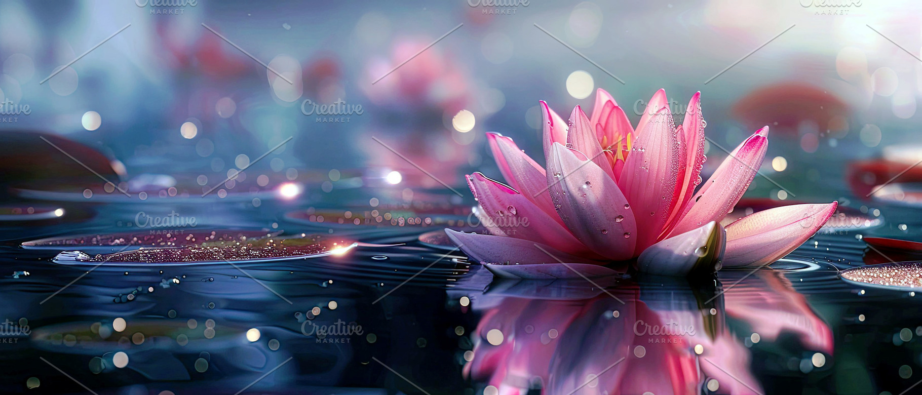 very beautiful lotus flower on the w, a Photo by LOGOCREATIVE