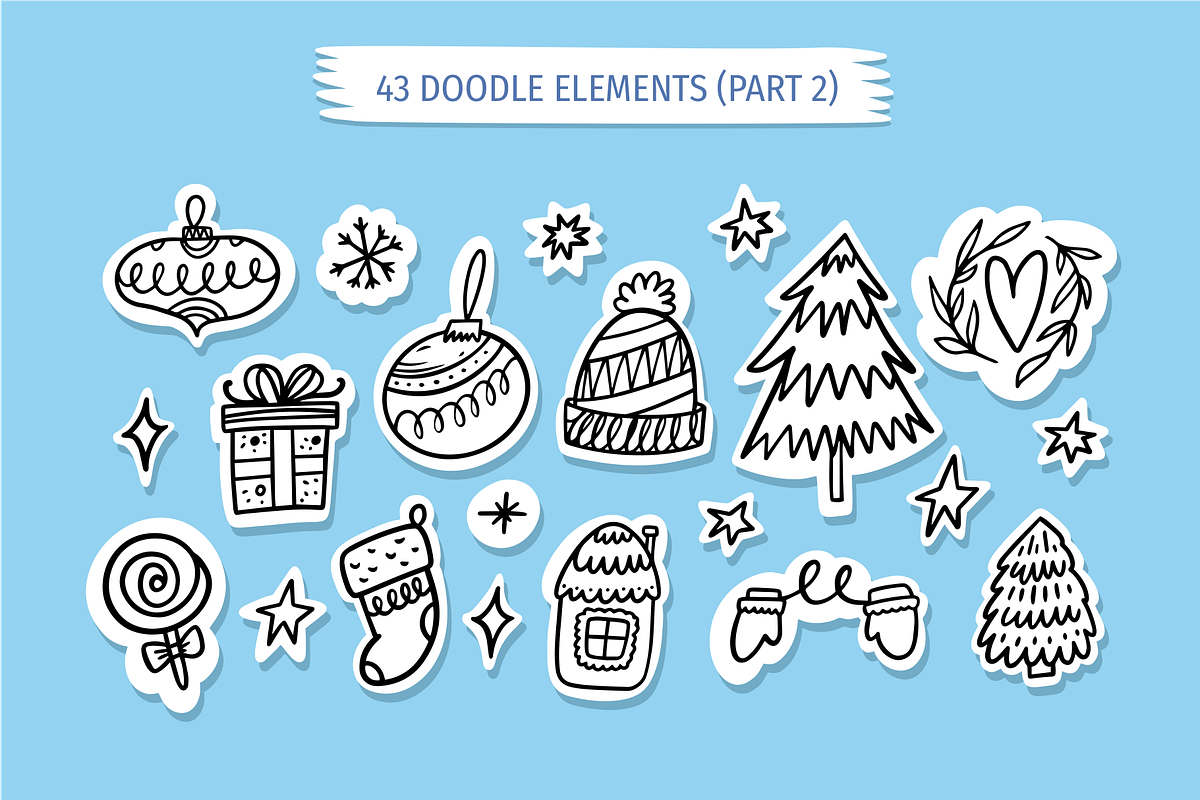 Christmas Doodles & Holiday Clipart, a Seasonal Illustration by Oktyabr (Photo 6 of 8)