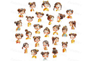 Kid girl emotions clipart set, a Person Illustration by Bubert Art (Thumbnail 1 of 9)