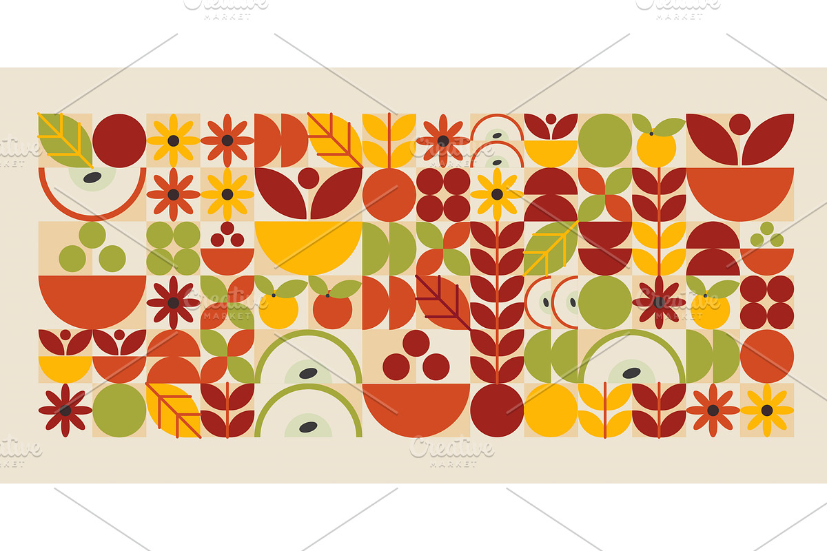 Geometric food pattern, a Food Illustration by art PVP - market