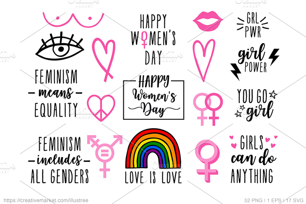 Womes's day, feminist set, vector, a Graphic by Illustree (Photo 2 of 3)