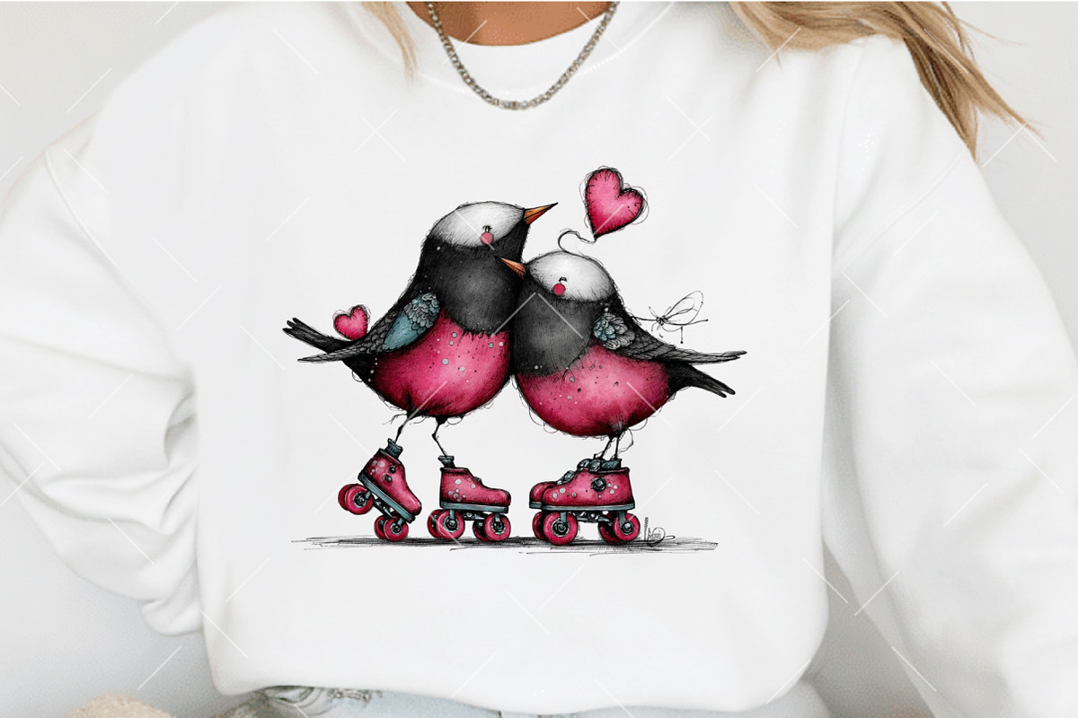 Whimsical Valentine Birds Clipart, an Illustration by OK Design (Photo 6 of 6)