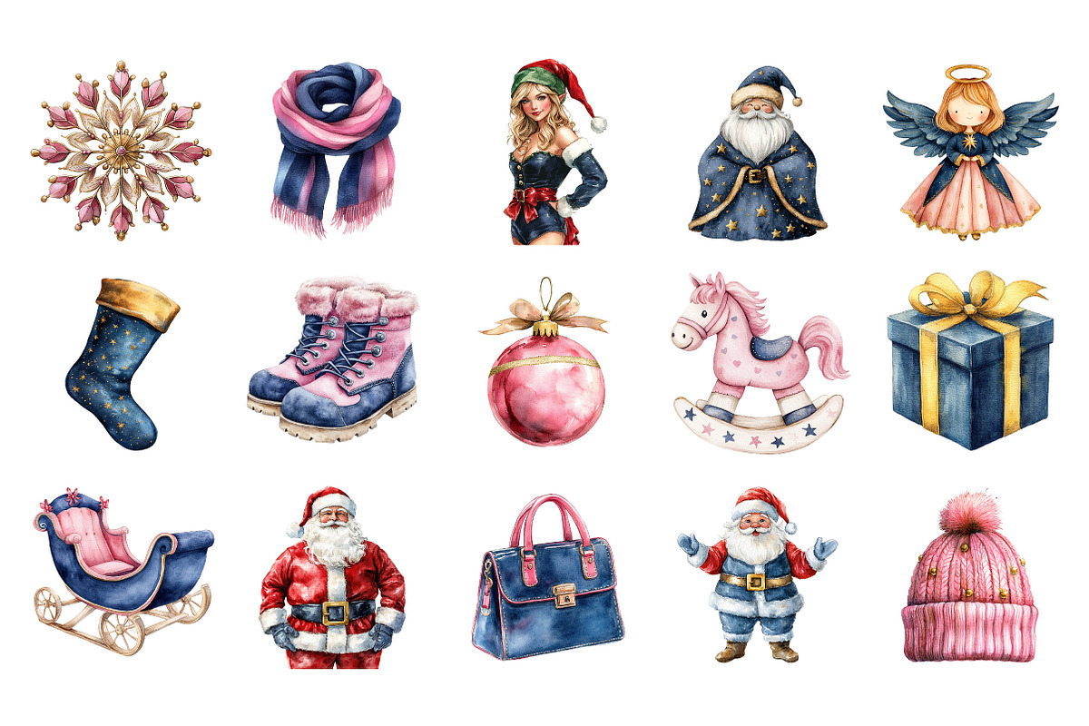 Whimsical Watercolor Christmas PNG, an Illustration by SinaCreation (Photo 2 of 7)