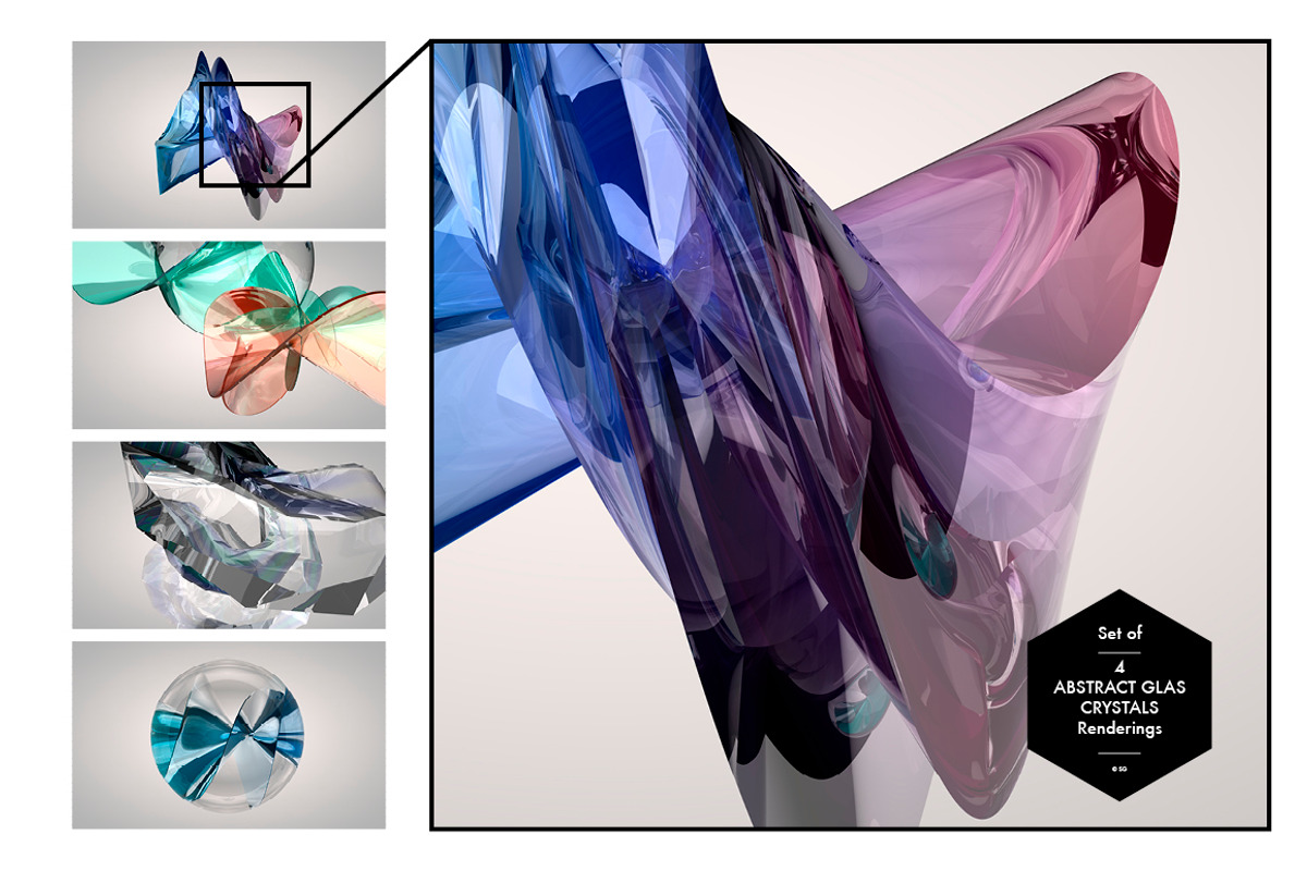 Set of 4 Abstract Glas Crystals, a Background Graphic by helloSG (Photo 2 of 2)